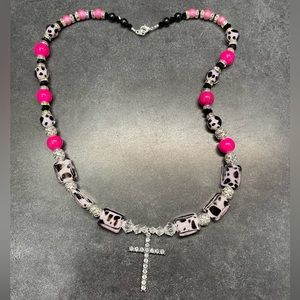 Pink Cow Print Necklace